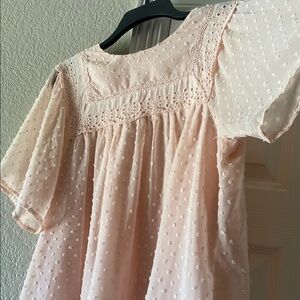 Vintage Pink Lace Detail Blouse